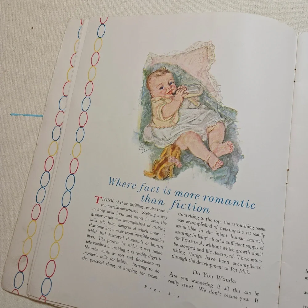 VTG 1930 Pet Milk Company Infant Baby Bottle Feeding Booklet MCM Antique Art USA